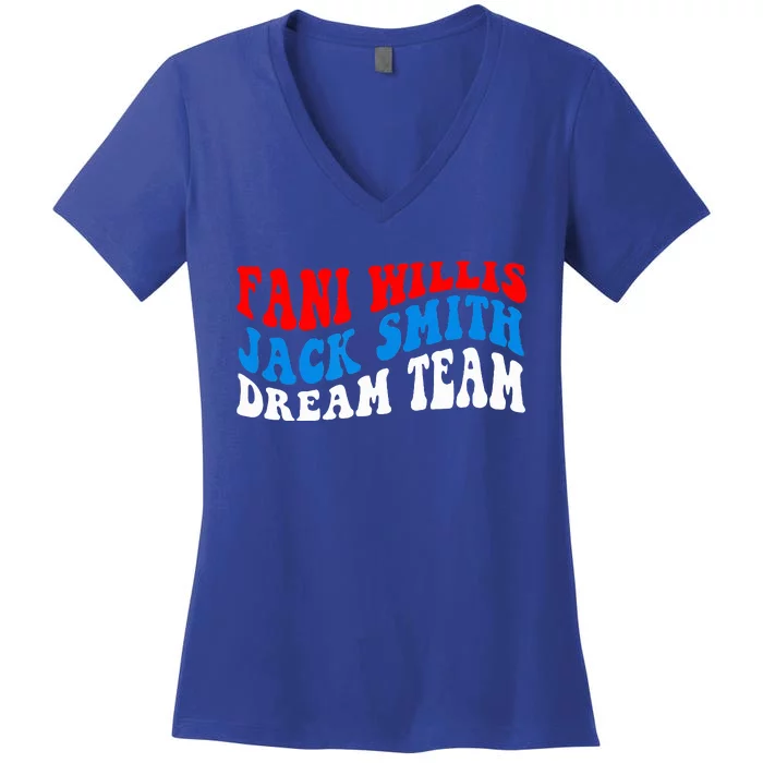 Fani Willis Jack Smith Dream Team Groovy US Flag Women's V-Neck T-Shirt