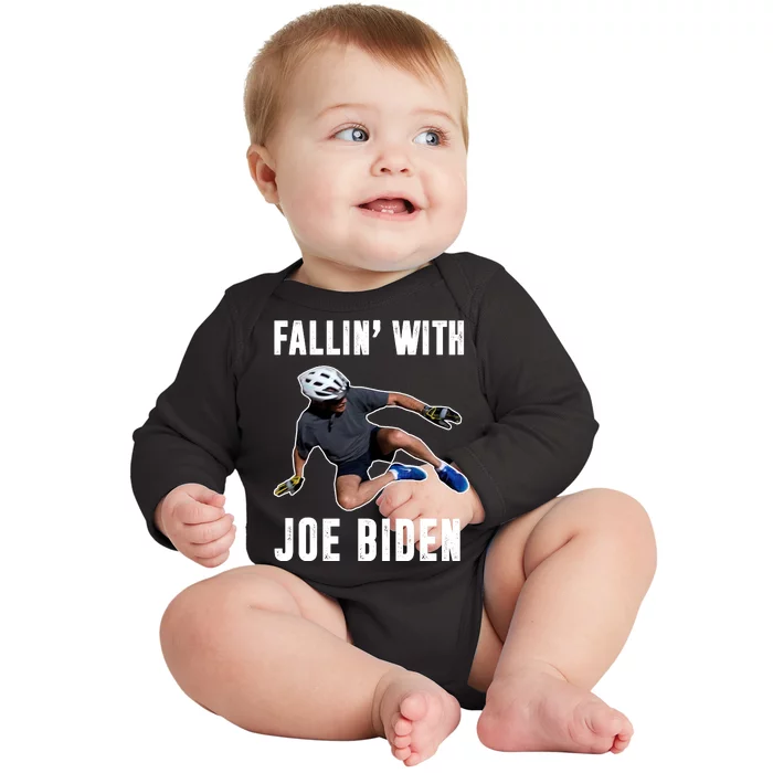 Fallin With Joe Biden Funny Bicycle Baby Long Sleeve Bodysuit