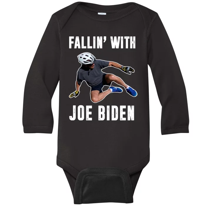 Fallin With Joe Biden Funny Bicycle Baby Long Sleeve Bodysuit