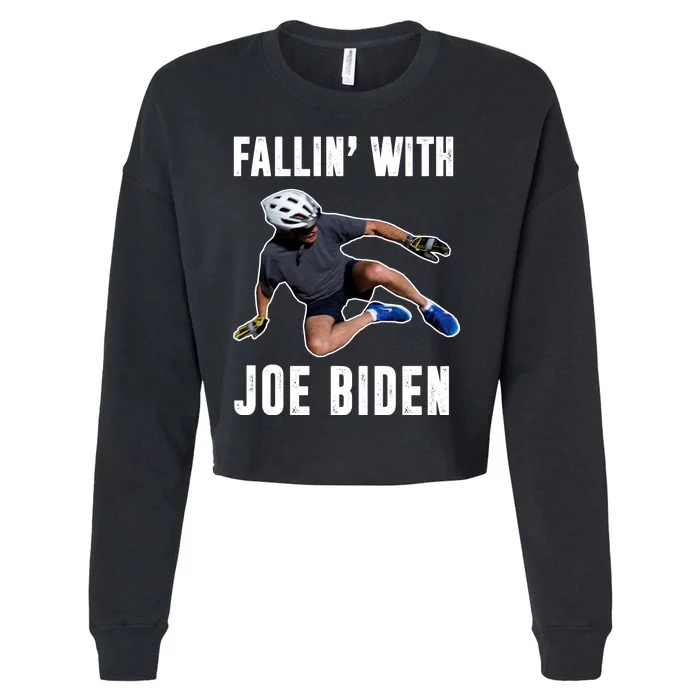 Fallin With Joe Biden Funny Bicycle Cropped Pullover Crew