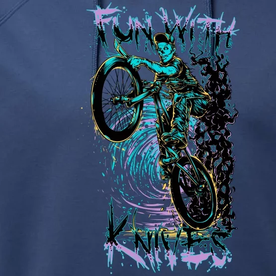 Fun With Knives Bike Trickster Rider Performance Fleece Hoodie