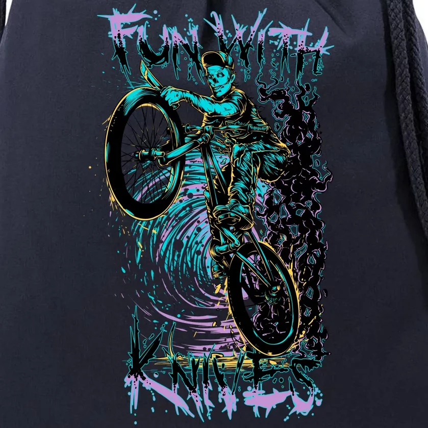 Fun With Knives Bike Trickster Rider Drawstring Bag