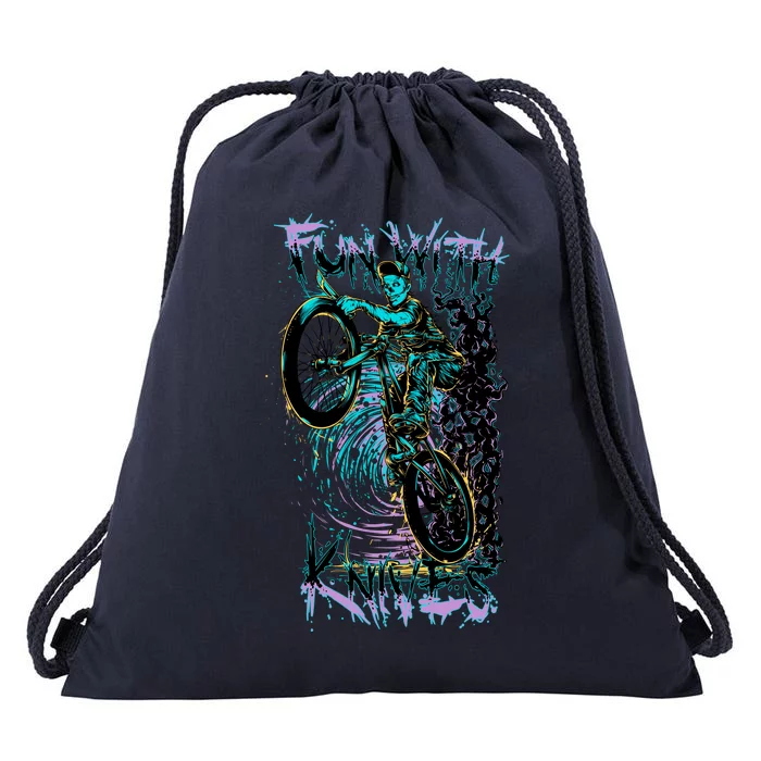 Fun With Knives Bike Trickster Rider Drawstring Bag