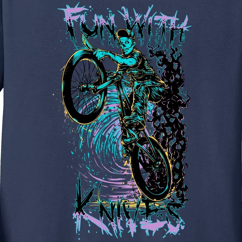 Fun With Knives Bike Trickster Rider Kids Long Sleeve Shirt