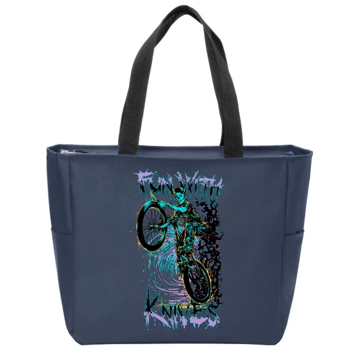 Fun With Knives Bike Trickster Rider Zip Tote Bag