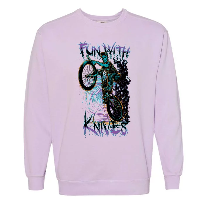 Fun With Knives Bike Trickster Rider Garment-Dyed Sweatshirt