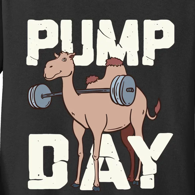 Funny Weight Lifting Hump Day Camel Fitness Humor Kids Long Sleeve Shirt