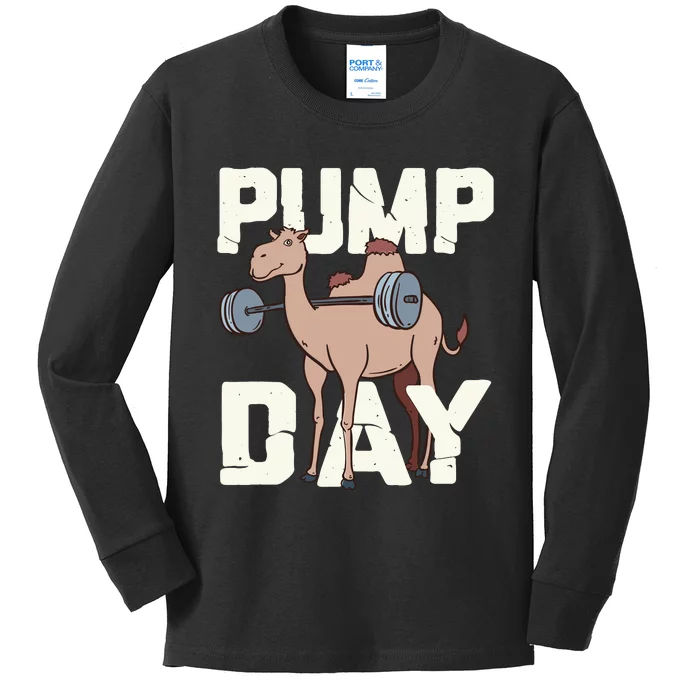 Funny Weight Lifting Hump Day Camel Fitness Humor Kids Long Sleeve Shirt