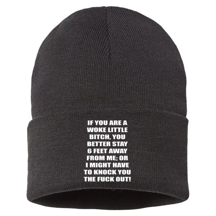 Funny Woke Little Bitch Sustainable Knit Beanie