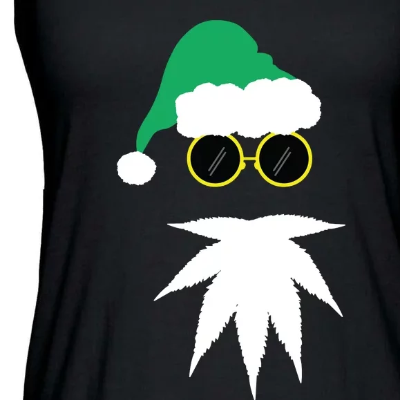 Funny Weed Leaf Santa Beard Naughty Christmas Marijuana Ladies Essential Flowy Tank