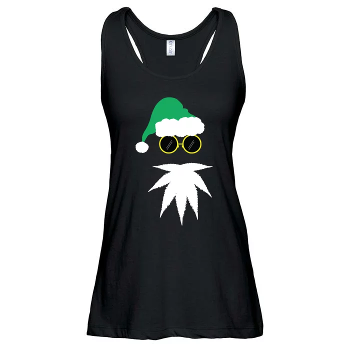 Funny Weed Leaf Santa Beard Naughty Christmas Marijuana Ladies Essential Flowy Tank