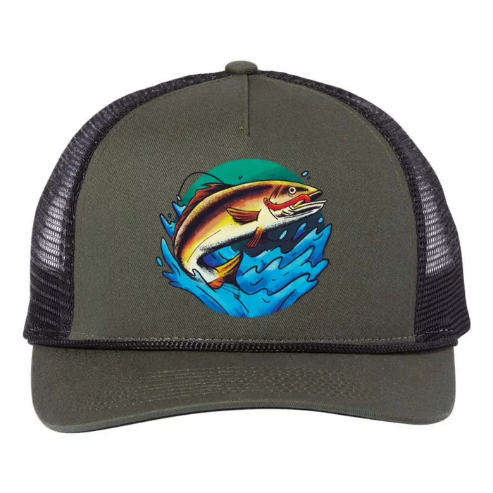 Fishing Worm Lake Retro Rope Trucker Hat Cap