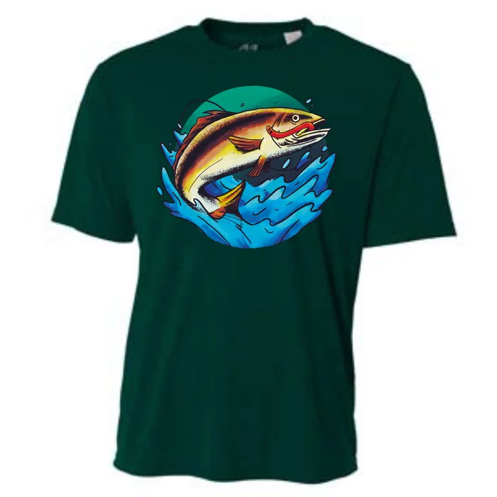 Fishing Worm Lake Cooling Performance Crew T-Shirt