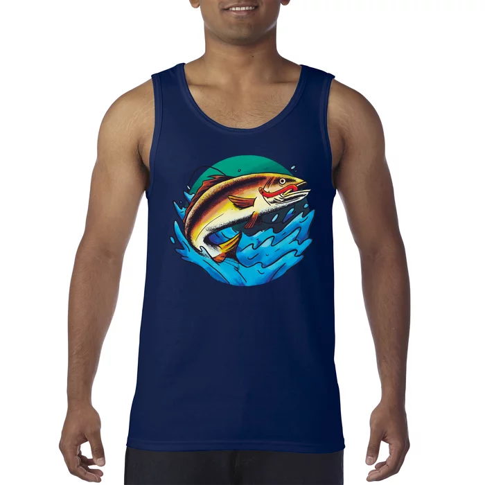 Fishing Worm Lake Tank Top