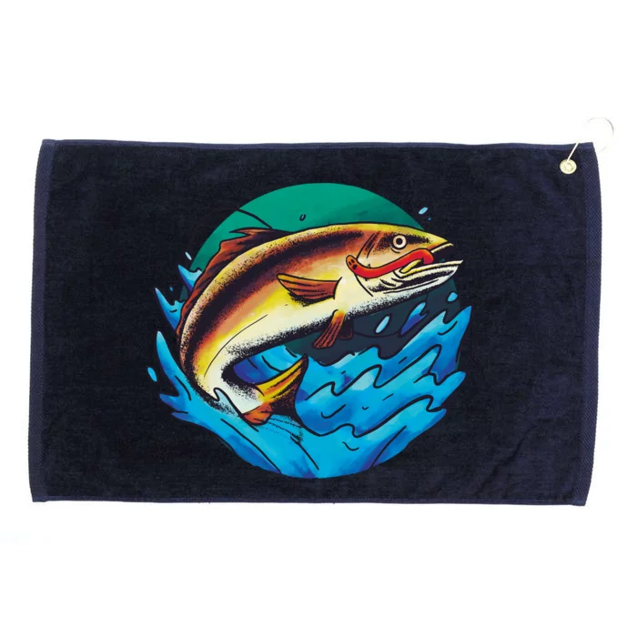 Fishing Worm Lake Grommeted Golf Towel