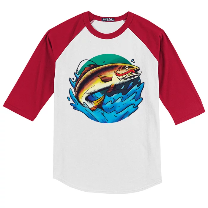 Fishing Worm Lake Kids Colorblock Raglan Jersey