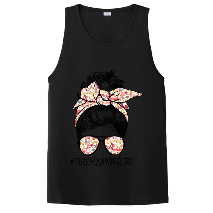 Fire Wife Life Messy Bun Firefighter Mother’s Day Gift Performance Tank