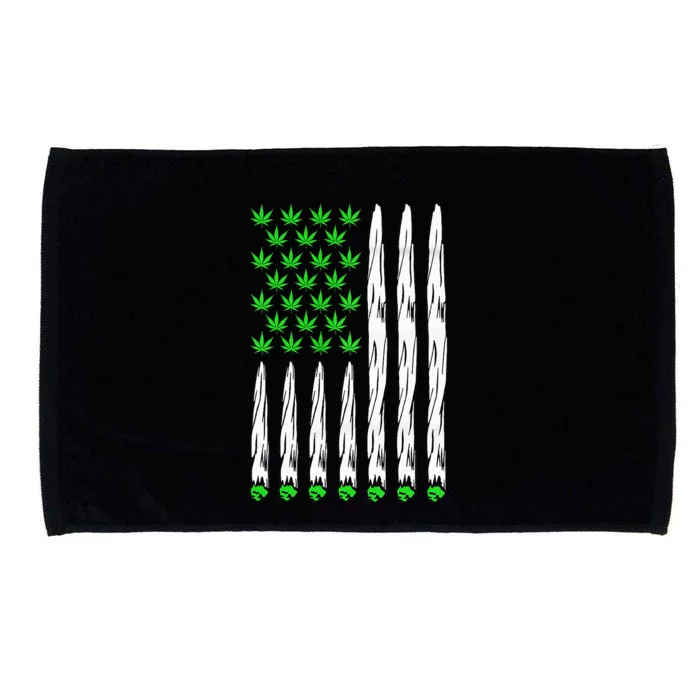 Funny Weed Leaf Flag Cannabis 4th Of July Microfiber Hand Towel