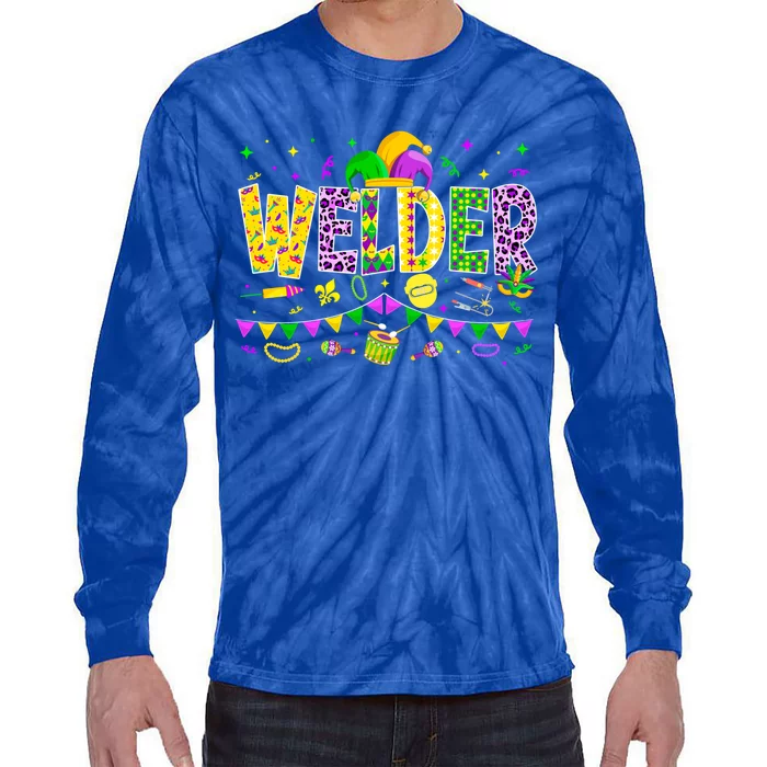 Funny Welder Lover Mardi Gras Carnival Party Gift Tie-Dye Long Sleeve Shirt