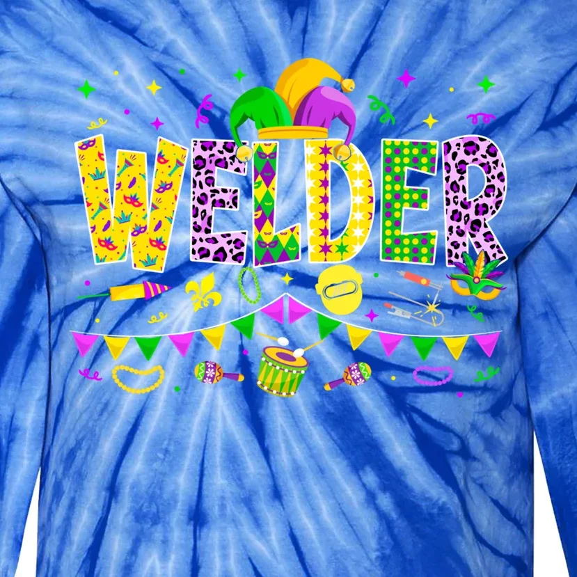 Funny Welder Lover Mardi Gras Carnival Party Gift Tie-Dye Long Sleeve Shirt