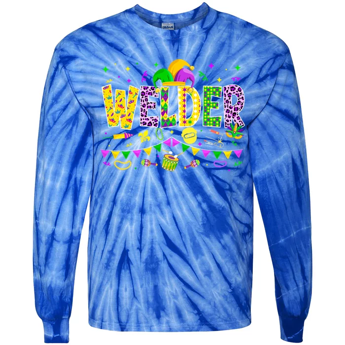 Funny Welder Lover Mardi Gras Carnival Party Gift Tie-Dye Long Sleeve Shirt