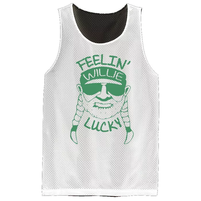 Feelin Willie Lucky Feeling Lucky St. Patrick's Day Funny Willie Nelson Mesh Reversible Basketball Jersey Tank