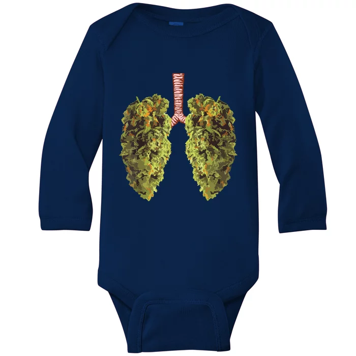 Funny Weed Lung Marijuana Bud THC Lung Baby Long Sleeve Bodysuit