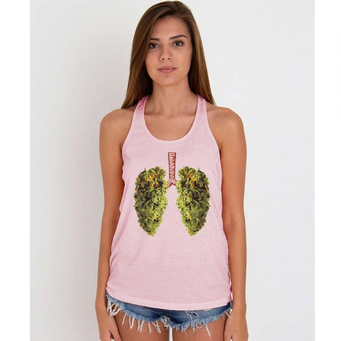 Funny Weed Lung Marijuana Bud THC Lung Women's Knotted Racerback Tank