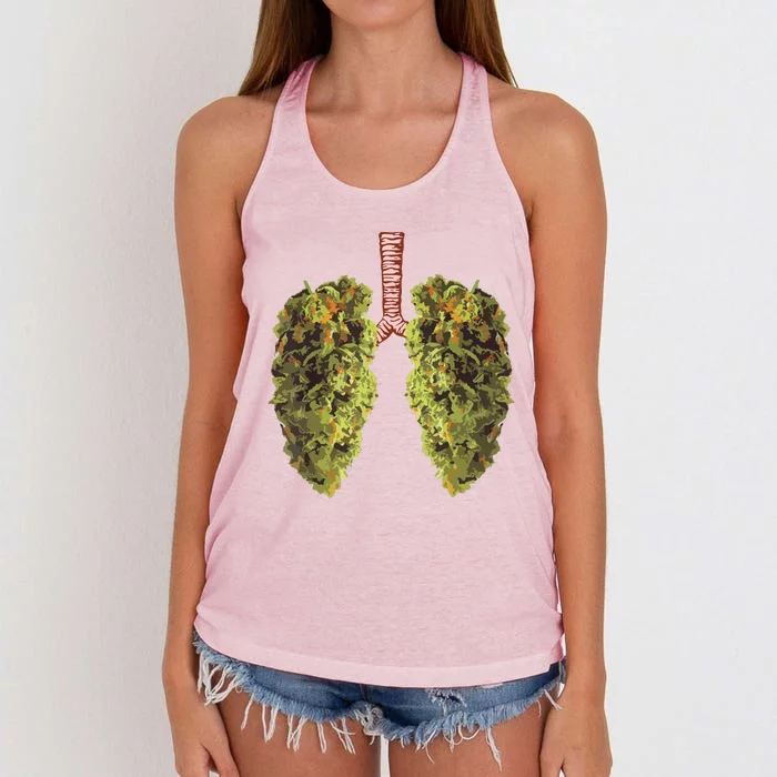 Funny Weed Lung Marijuana Bud THC Lung Women's Knotted Racerback Tank