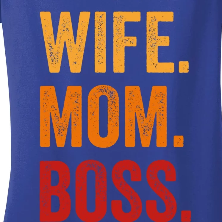 Funny Wife Mom Boss Mothers Day Fun Tee Cute Husband Husb Cute Gift Women's V-Neck T-Shirt