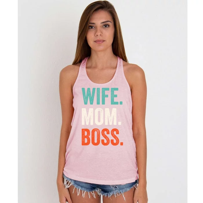 Funny Wife Mom Boss Mothers Day Fun Tee Cute Husband And Husb Cute Gift Women's Knotted Racerback Tank