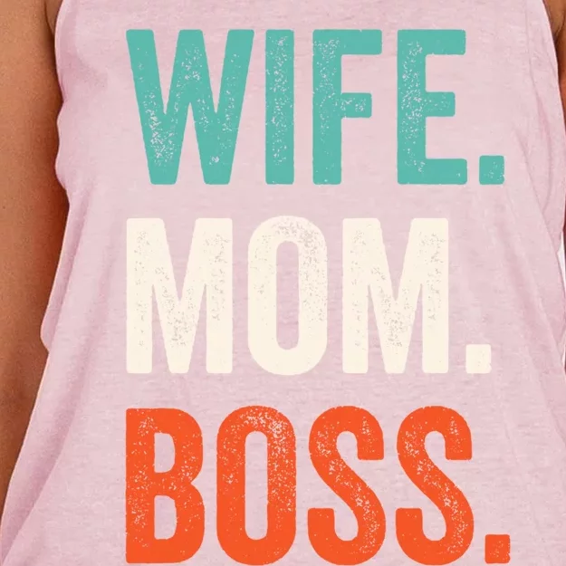 Funny Wife Mom Boss Mothers Day Fun Tee Cute Husband And Husb Cute Gift Women's Knotted Racerback Tank