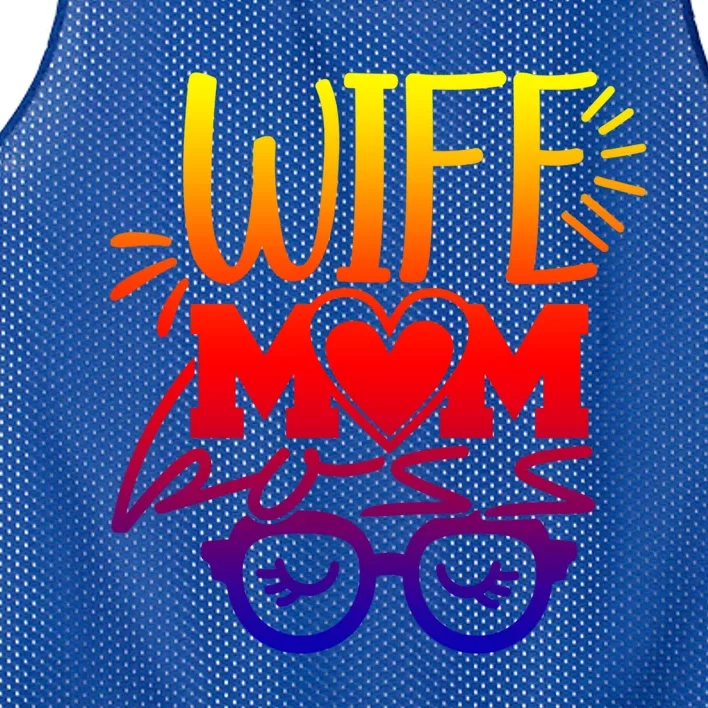 Funny Wife Mom Boss Mother Gift Mesh Reversible Basketball Jersey Tank