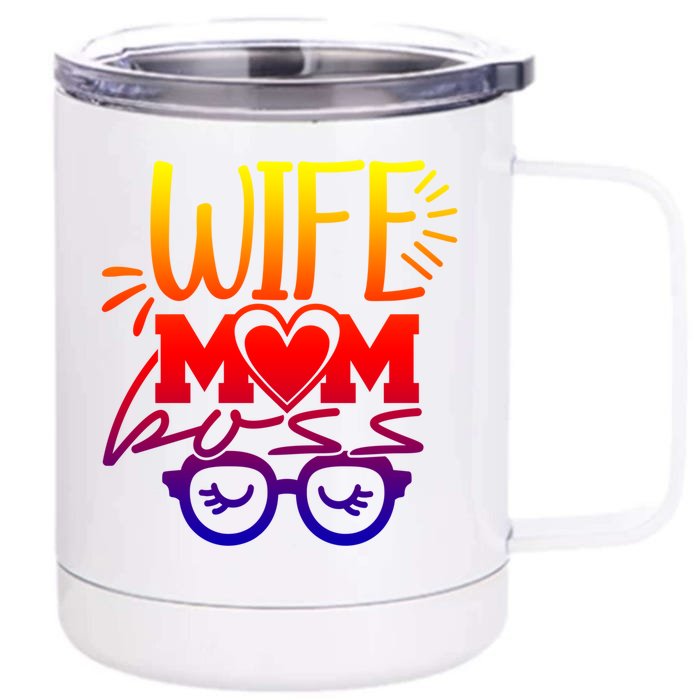 Funny Wife Mom Boss Mother Gift Front & Back 12oz Stainless Steel Tumbler Cup