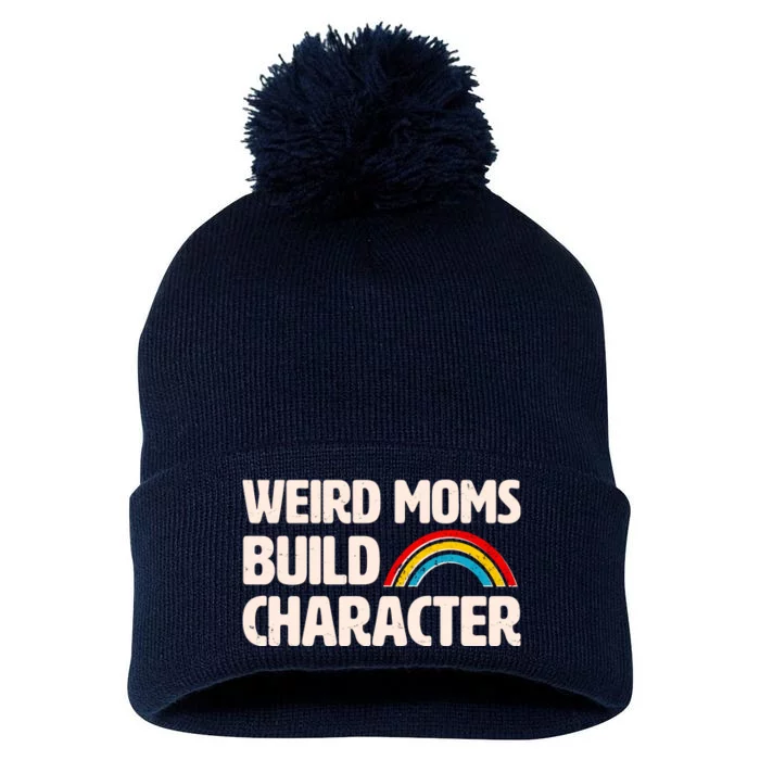 Funny Weird Moms Build Characters Pom Pom 12in Knit Beanie