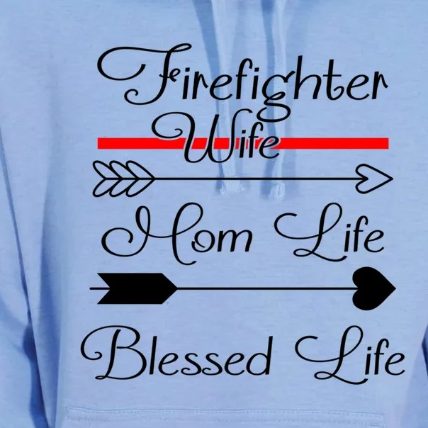 Firefighter Wife Mom Life Blessed Life Funny Fires Wife Gift Unisex Surf Hoodie