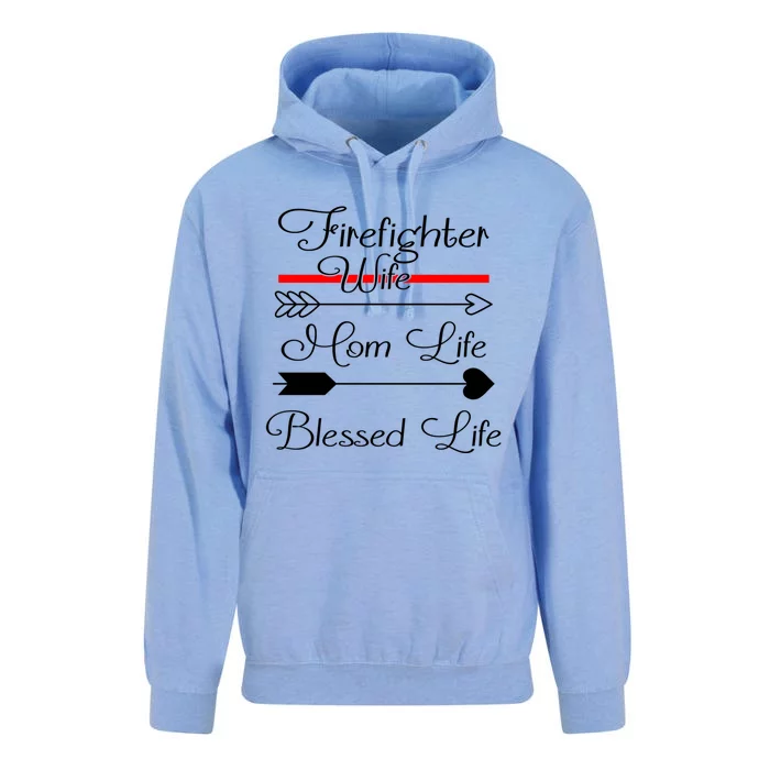 Firefighter Wife Mom Life Blessed Life Funny Fires Wife Gift Unisex Surf Hoodie