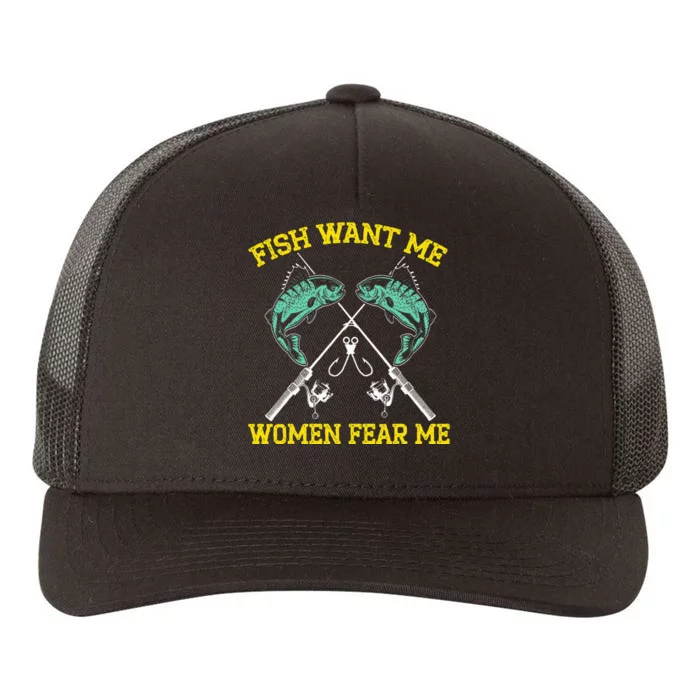 Fish Want Me Women Fear Me Fishing Fisherman Angler Yupoong Adult 5-Panel Trucker Hat