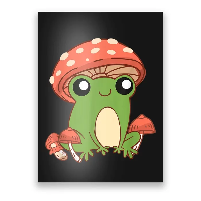 Frog With Mushroom Hat Cute Cottagecore Aesthetic Poster