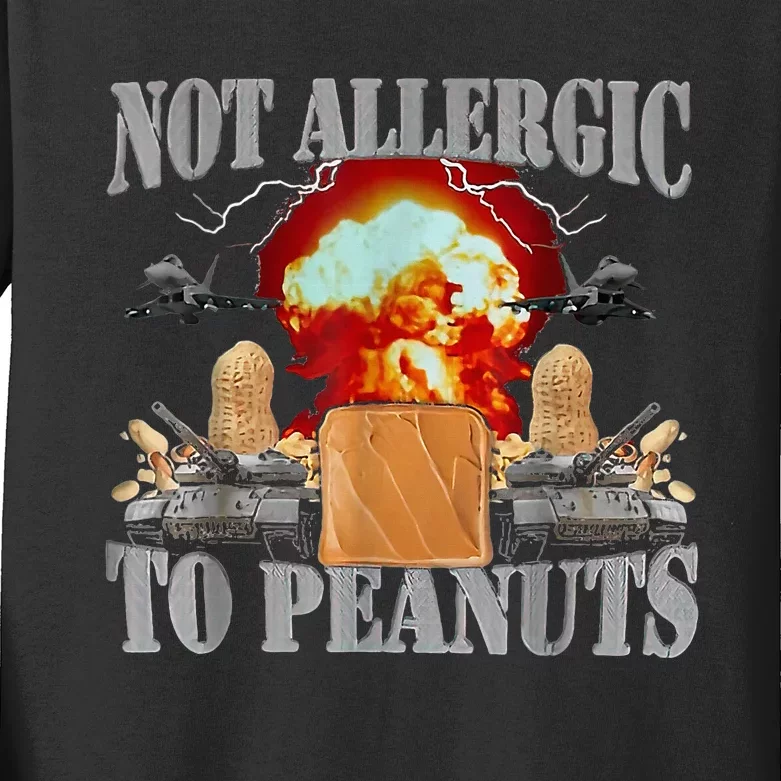 Funny Weird Meme Not Allergic To Peanut Cursed Peanut Butter Kids Long Sleeve Shirt