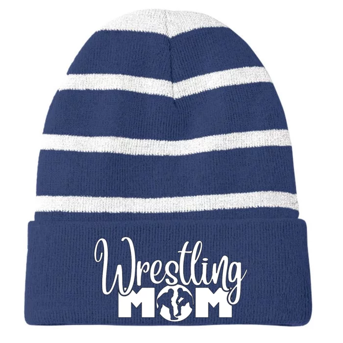 Funny Wrestling Mom Gift For Love Striped Beanie with Solid Band