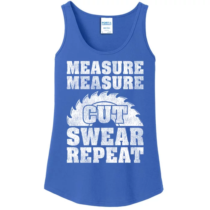 Funny Woodworking Measure Cut Swear Repeat Gift Ladies Essential Tank