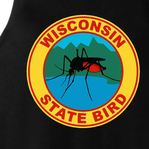 Funny Wisconsin Mosquito State Bird Ladies Tri-Blend Wicking Tank