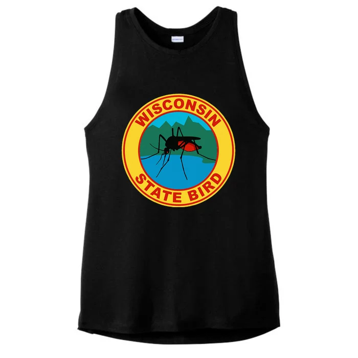 Funny Wisconsin Mosquito State Bird Ladies Tri-Blend Wicking Tank