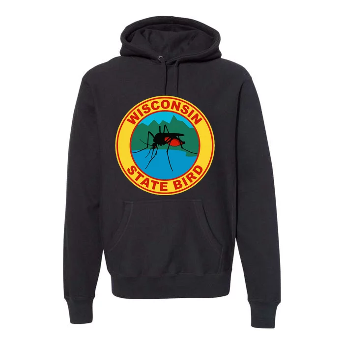 Funny Wisconsin Mosquito State Bird Premium Hoodie