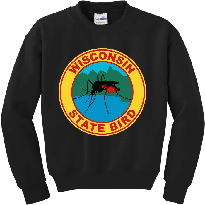 Funny Wisconsin Mosquito State Bird Kids Sweatshirt