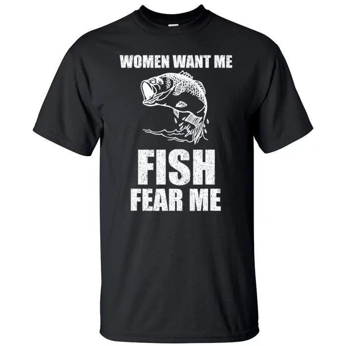 Women Love Me Fish Fear Me Funny Vintage Fishing Gift T-shirts unisex Tees Black/S