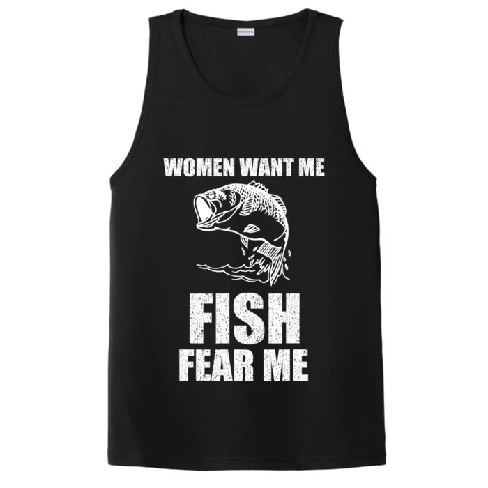 Fish Want Me, Women Fear Me Meme Performance Tank