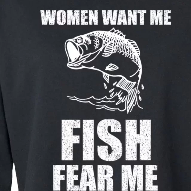 Fish Want Me, Women Fear Me Meme Cropped Pullover Crew