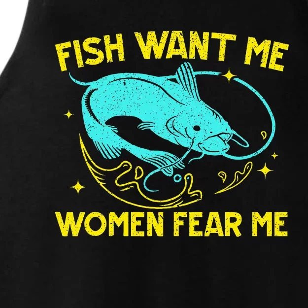 Fish Want Me Women Fear Me Fisherman Fish Catcher Fishing Ladies Tri-Blend Wicking Tank